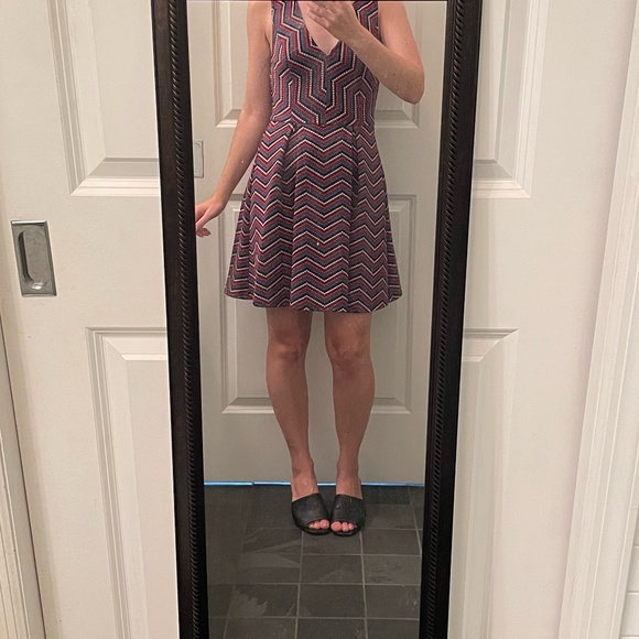 BCBGENERATION Chevron Jacquard Fit-and-Flare Dress, Size 2 - Picture 8 of 11